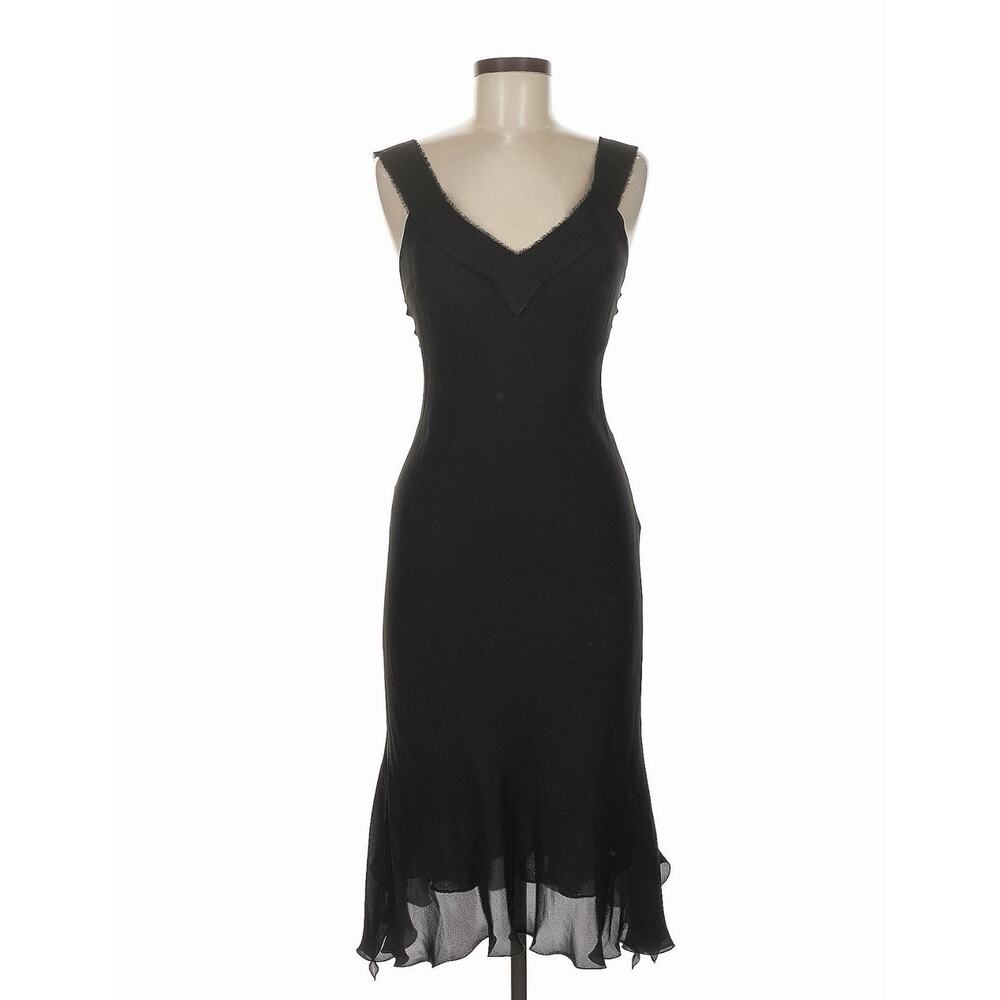 Roland Mouret 100% Black Silk Dress Sz 8 Slip Dress Made in England